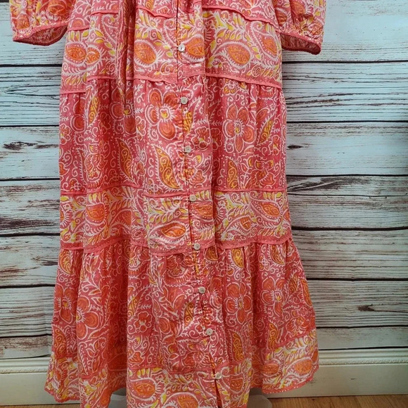 NWT Cleobella Womens Medium Blossom Print Violet Midi Boho Off Shoulder Dress - Picture 7 of 10